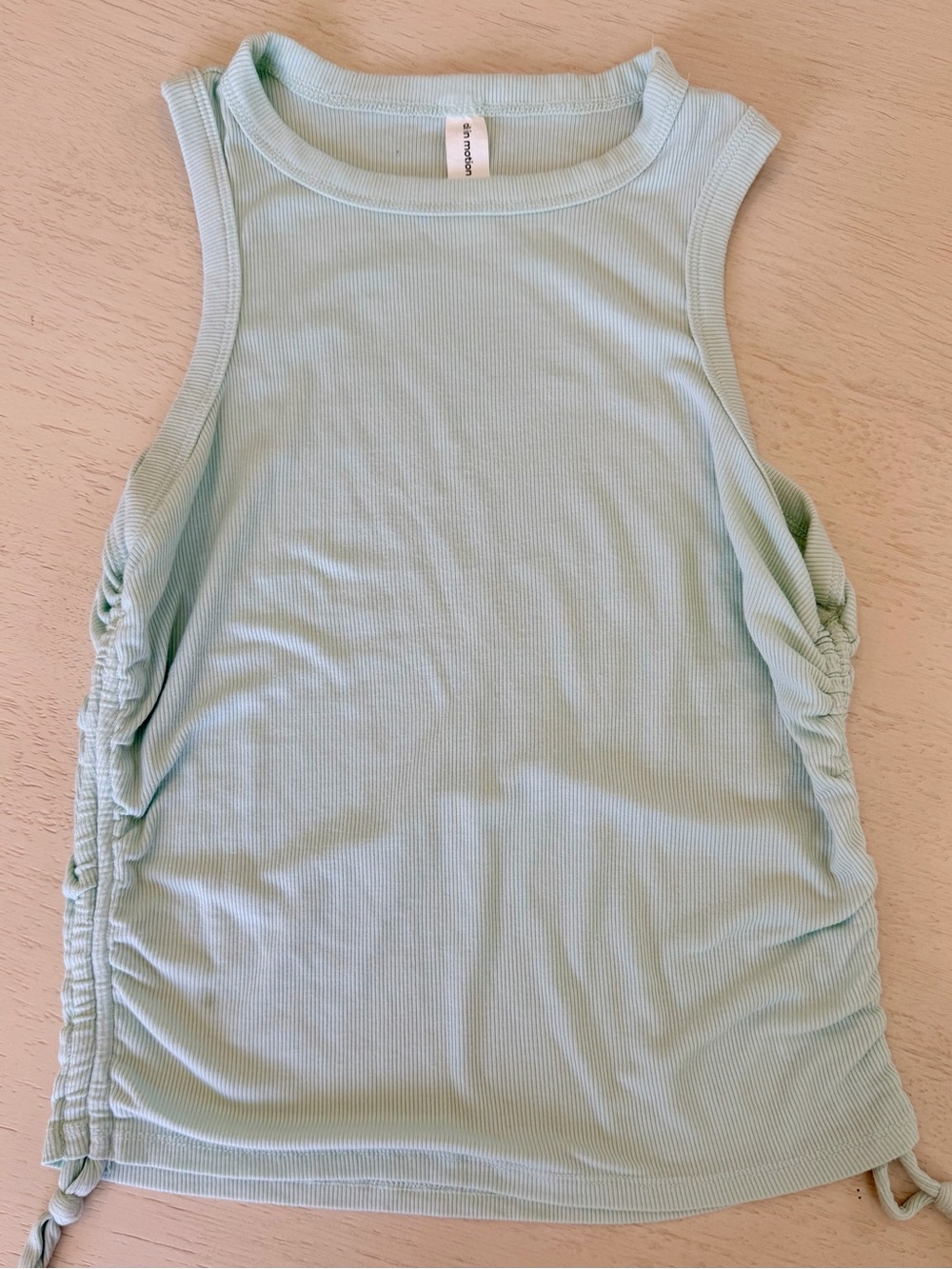 all in motion Light Aqua Ribbed Side-Ruched Tank Top